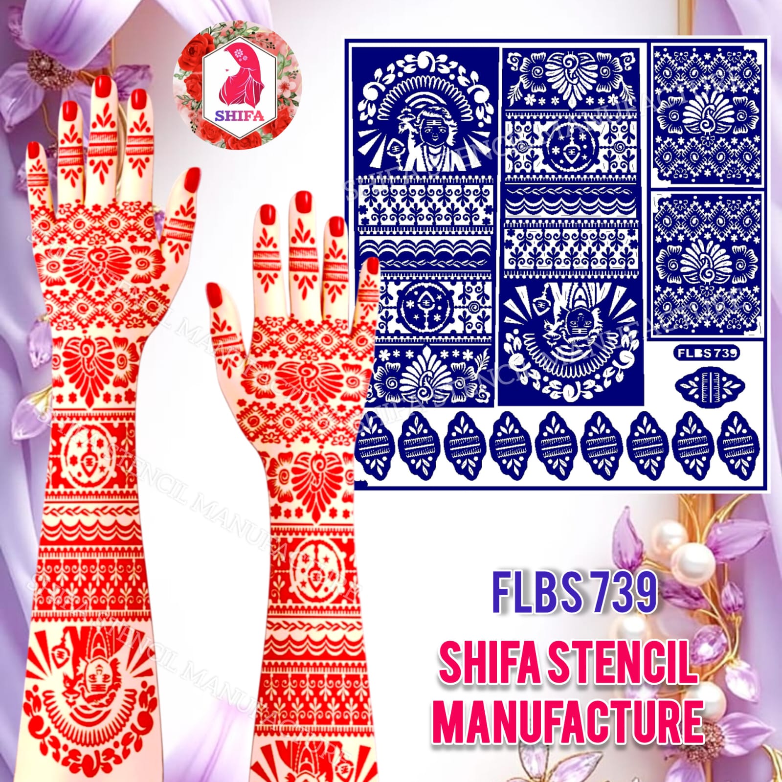 FLBS 739 Lord Murugan Divine Stencil Design Sticker overview Henna Stencil - Shifa Stencil
